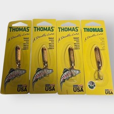 LOT OF 4 - NEW GOLD Thomas EEL Lures Fishing Spoons 1/8oz USA made Trout Bass