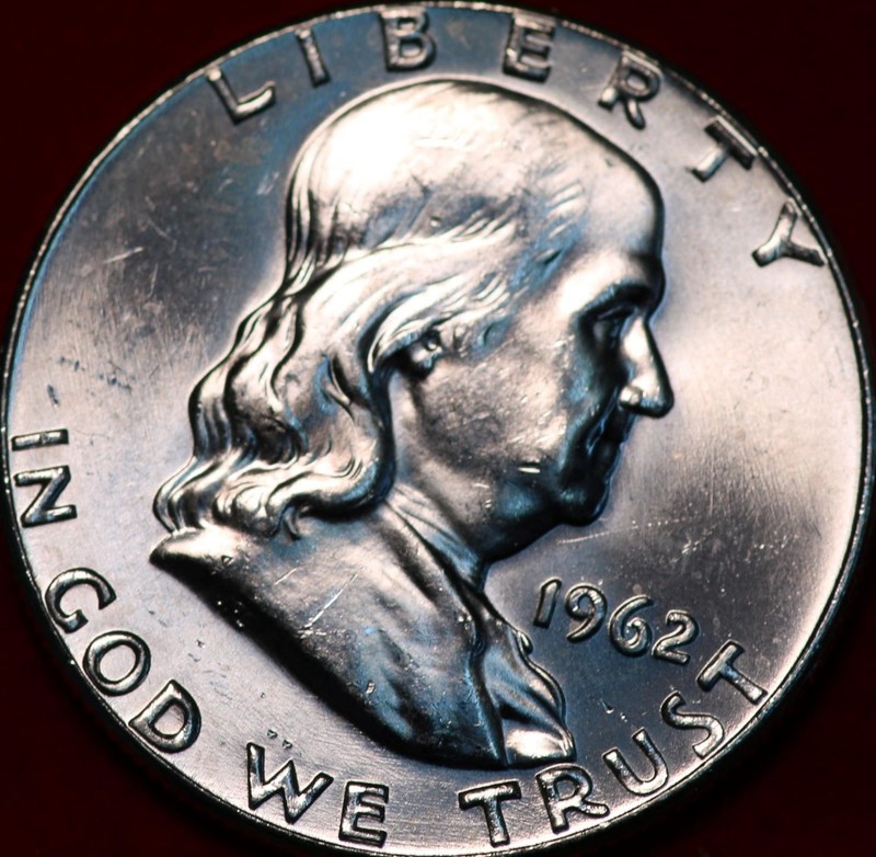 Uncirculated 1962 Philadelphia Mint Silver Franklin Half