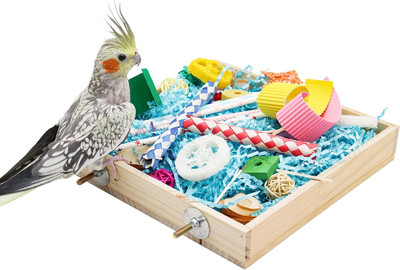 Vogel-Foraging-Spielzeugbox, Holz-Papageien-Schredder-Spielzeugbox, Vogel-Kau-Sp