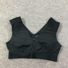 Tommie Copper Sports Bra Womens Large Black Zip Front Shoulder Support Gym Wear