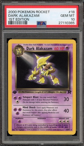 Dark Alakazam (1st Edition) graded PSA 10 for sale on eBay