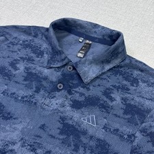 Adidas Polo Shirt Mens S Blue Camouflage Short Sleeve Collared Golf Performance