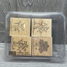 Stampin  Up A Tree For All Seasons-Rubber  Wood 4Piece stamp set-Used
