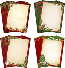 Teling 48 Sheets Christmas Stationery Printer Paper 8.5 X 11'' Letter Writing Pa