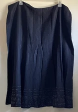 Avenue Linen Blend Flare Skirt Womens Size 20 Black with Iridescent Bead Detail