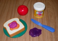 Genuine FISHER PRICE Fun With Play Food Lot Toy Magic Spreadin' PBJ Jelly Jar ++