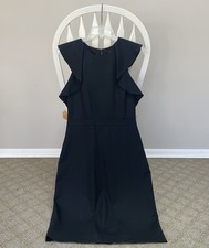 J.CREW SLEEVELESS RUFFLE SHEATH DRESS in BLACK, SIZE 4