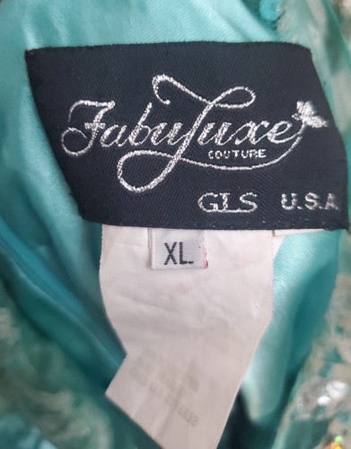 FabuLuxe Couture Ball Festlich Party Kleid Gr. XL Türkis/Cyan Bodenlang - Bild 9 von 17