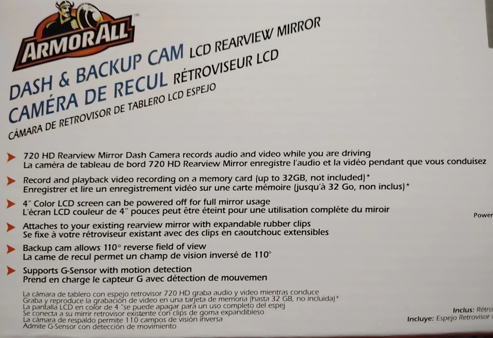 ArmorAll Dash & Backup CAM 4" LCD Rearview Mirror Live Monitoring - Image 4 of 4