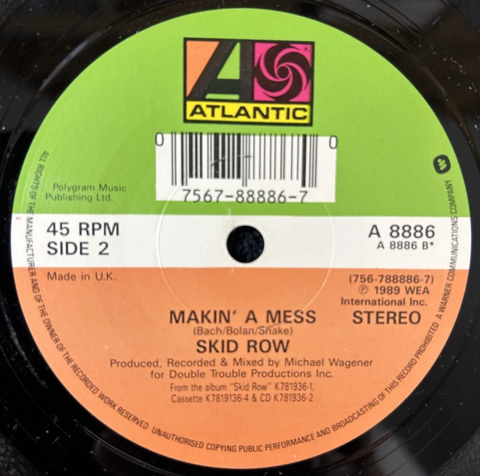 SKID ROW 'I REMEMBER YOU' 7'' SINGLE ATLANTIC RECORDS A8886 1989 UK FIRST PRESS - Image 4 of 4