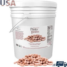 Organic Pinto Beans 40lb Emergency Bucket Non-GMO Vegan Gluten-Free Food Dried