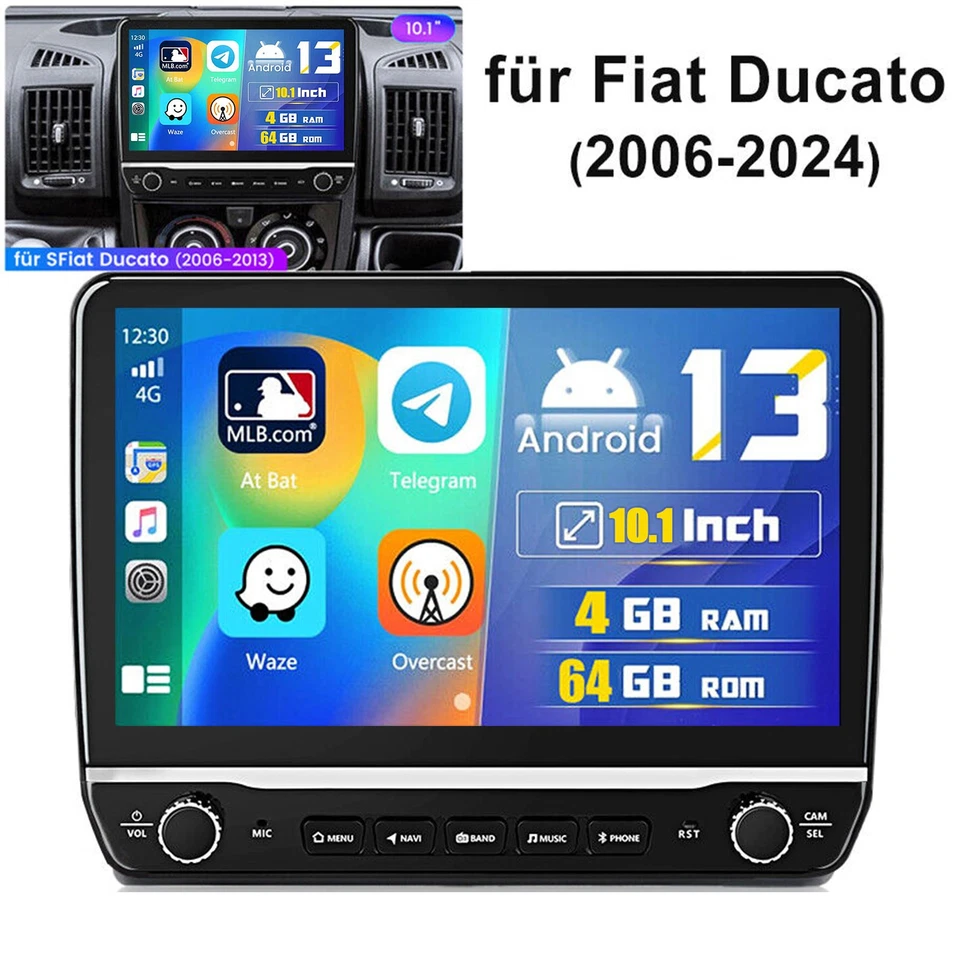 10.1" Für Fiat Ducato 2006-2023 Android 13.0 Autoradio Navi Apple CarPlay 4+64GB - Bild 2 von 4