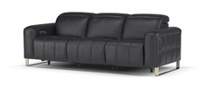 Sofology Marvella Leather 3 Seater Power Recliner/Headrest in Trusty Sheen Navy