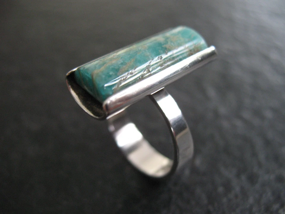 Ring Silber 830 Martti Viikinniemi Finnland Vintage Design 1970 mit Edelstein - Bild 2 von 4