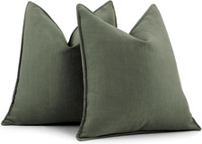 Army Green Pillow Covers 18x18 Set of 2 Chenille Throw Pillow Covers with Elegan