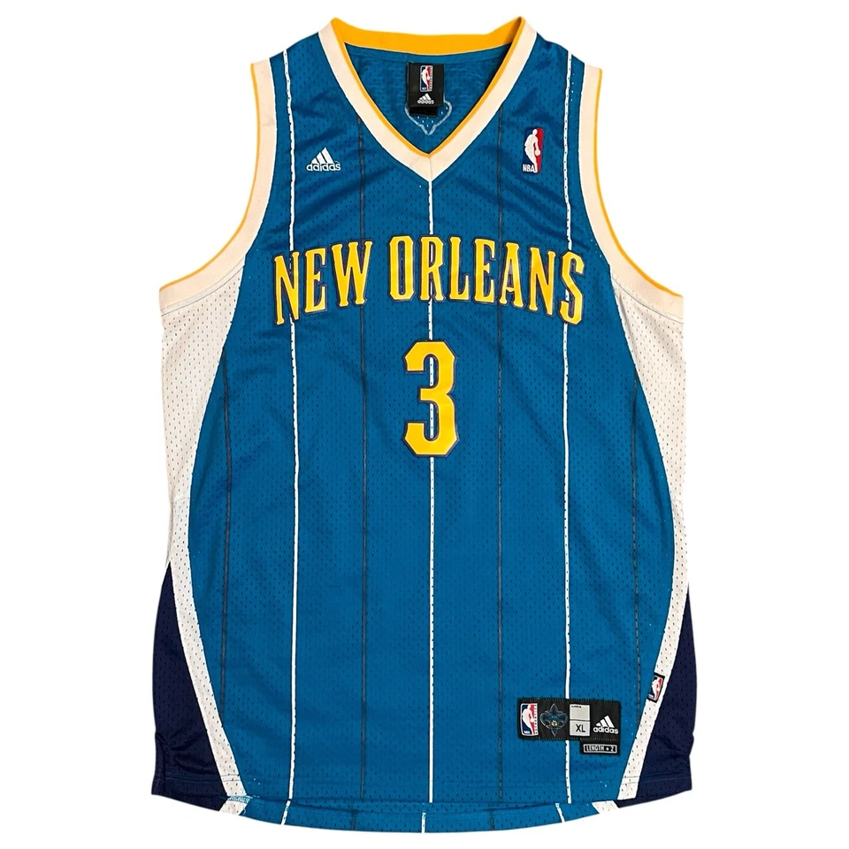 Auténtica camiseta Adidas vintage de Chris Paul New Orleans Hornets a rayas para hombre XL Foto 2 de 4