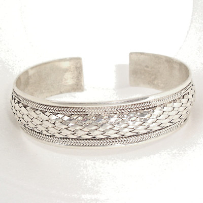 Signiert FAS Vintage 925 Sterling Silber Hand Made Unisex Armreif Armreif Armband
