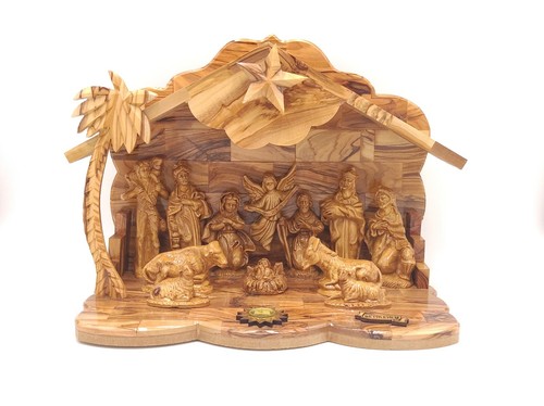 Musical Nativity Hand Made olive Wood Bethlehem Holy Land Christmas Gift Blessed - Picture 2 of 8