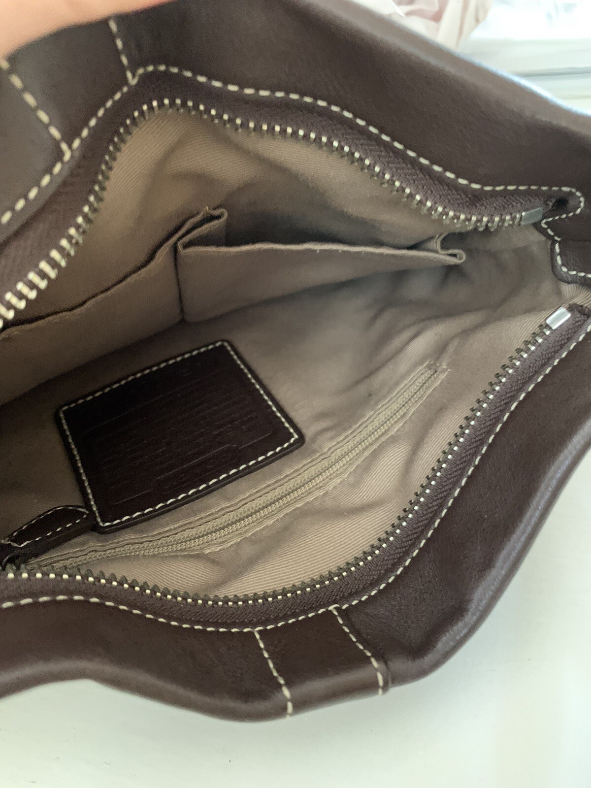 Coach Brown Leather Slim Duffel Shoulder Bag Purse Ha… Gem