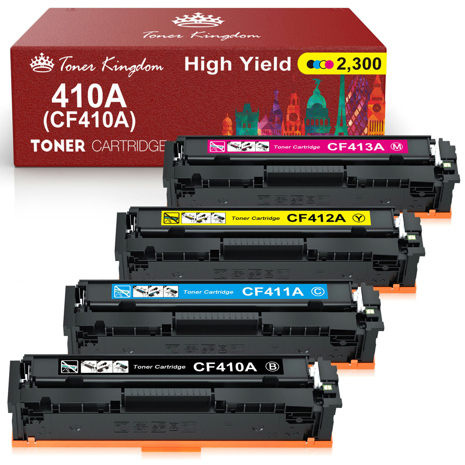4-Pk CF410A Toner Set HP Color LaserJet Pro M477 M477FDW M477FNW MFP | eBay