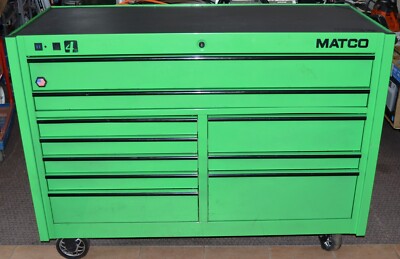 Matco 4s Tool Box Screamin green double bay, has power drawers and