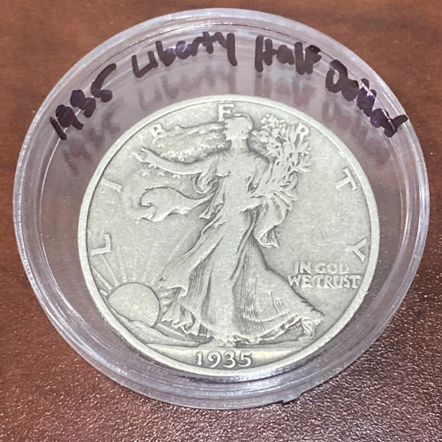1935 No Mint Mark Liberty Walking Half Dollar Very Fine Condition Coin