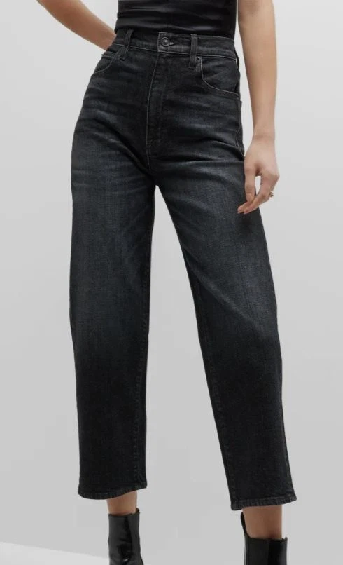 319 Slvrlake Women s Black London Straight Cropped Jeans Pants Size 24