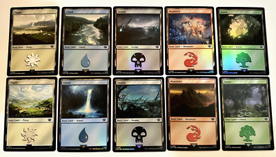 MTG Lord of the Rings (LTR) Basic Land Set FOIL (10 cards, 1 of each style)