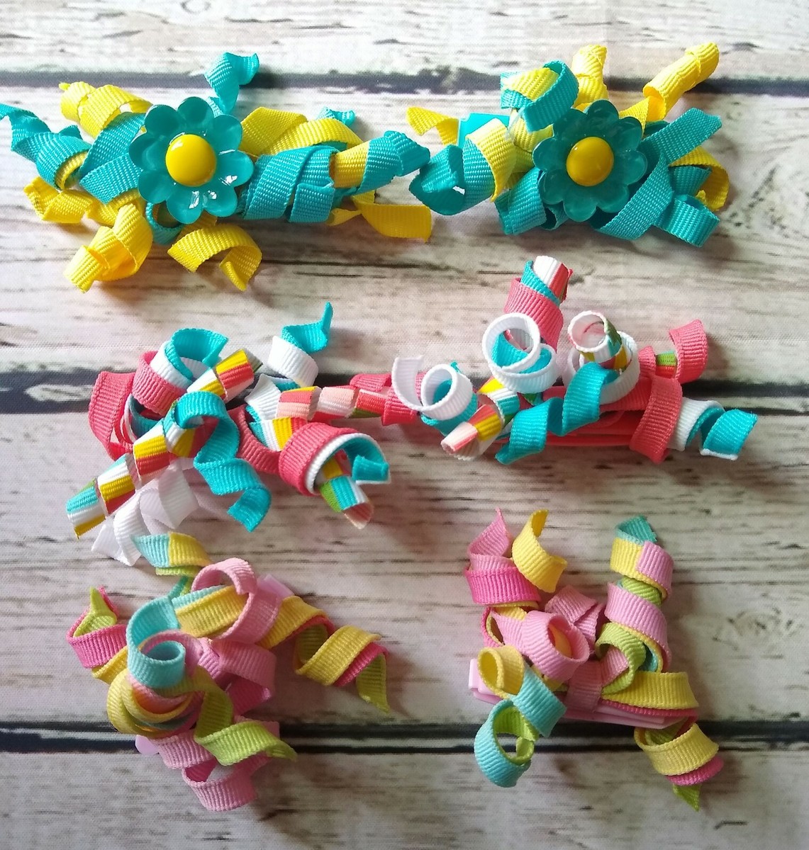 Gros Lot D'Accessoires Cheveux Gymboree Happy Rainbow - Barrettes, Queues, Bandeau Sarcelle/Jaune
