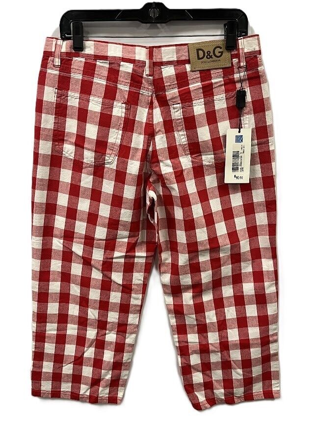 NWT Vintage Dolce & Gabbana Red & White Gingham Trousers, Sz NWT Vintage Dolce & Gabbana Red & White Gingham Trousers, Sz
