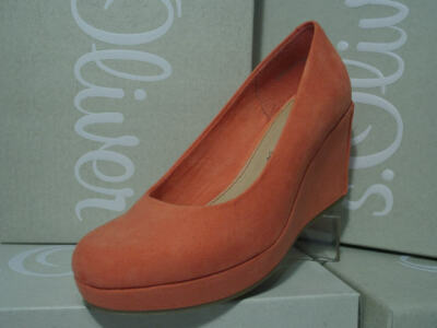 s.Oliver Damenschuhe Pumps Keilabsatz Ballerina papaya Gr.36-41 5-22408-30 Neu20