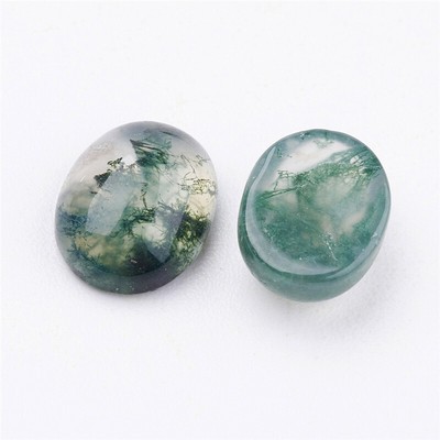 20Pcs 8x6x3mm 100/% Natural Moss Agate Oval Cab Cabochon 4g