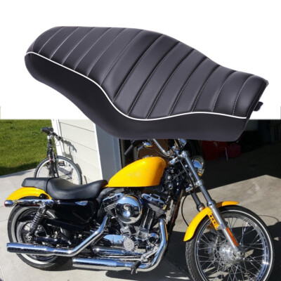 For Harley Forty Eight Seventy Two Driver Passenger Two Up Seat Black Leather US