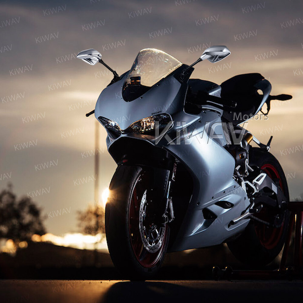 Fairing mirrors silver FIN style convex fits KAWASAKI Ninja