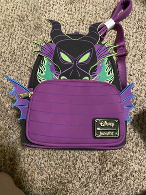 Loungefly Disney Maleficent Dragon Glow In the Dark Flames Mini Backpack NWT 