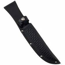 Black Basketweave Leather Straight Fixed Blade Knife Sheath 6" Blade