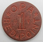 OPA RED Point Token U-V War Ration WW2 Vintage Old Coin UV Free Ship!