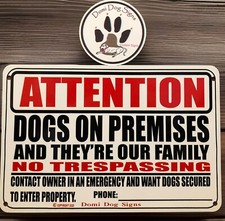 Metal Warning Attention, Family Dog ,Dogs Sign, Beware of Dog 8"x12" USA Made