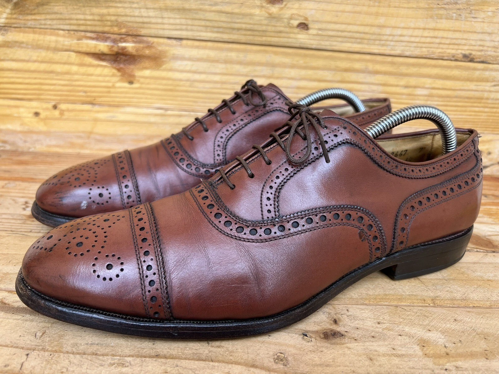 PUMA Scarpe Allen Edmonds Strand Cap Toe Oxford marrone noce in pelle taglia US 9 5 B