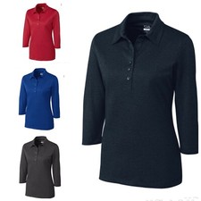 Ex Cutter and Buck Ladies / Women's Dry tech Chelan 3/4 Sleeve Golf Polo
