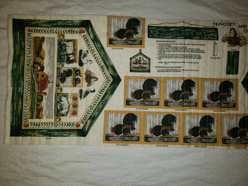 Acogedor panel de tela de posavasos de cocina primitivo para té Jacobs granja granero patos gallo Foto 3 de 4