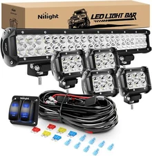 Nilight 20Inch 126W Spot Flood Combo Led Light Bar 4PCS 4Inch 18W Spot LED Pods