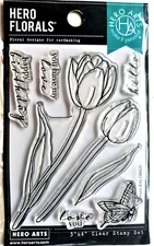 Tulips Flower Florals 3x4" Poly Clear Stamp Set by Hero Arts CM420 NEW!