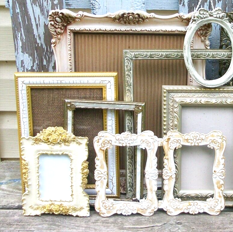 Set of 14 New & Vintage Ornate Shades of Gold & White Picture Frames eBay