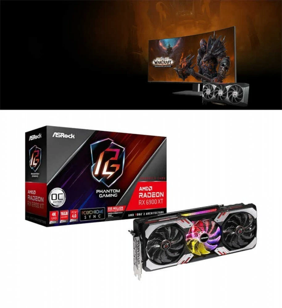 ASRock Video Card Radeon RX 6900 XT Phantom Gaming D 16G OC 16GB