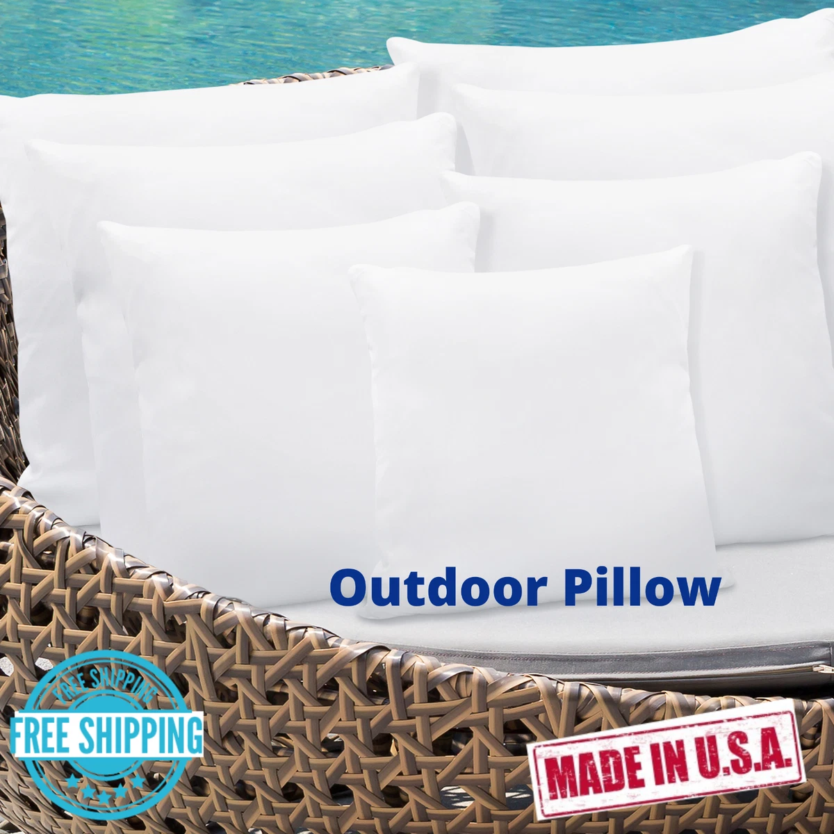 Outdoor Water resistant patio pillow insert 16x16 18x18 20x20 22x22 all  size