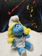 VINTAGE 1981 SMURFS SMURFETTE PLUSH 10" PEYO Russ Berrie Original Dress
