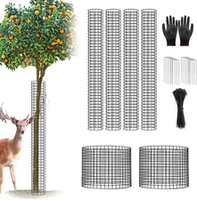 UQM 48 Inch Tree Trunk Protector, 6 Pcs Metal Tree Guards Trunk Protector with G