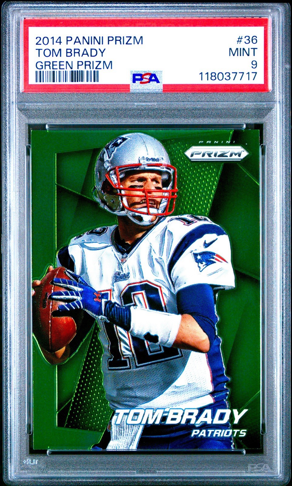 2014 Panini Prizm Green Prizms #36 Tom Brady PSA 9 MINT POP 29