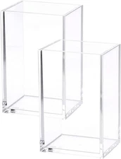 HSYMQ 2 Pack Clear Acrylic Pencil Pen Holder Cup, Makeup Brush 